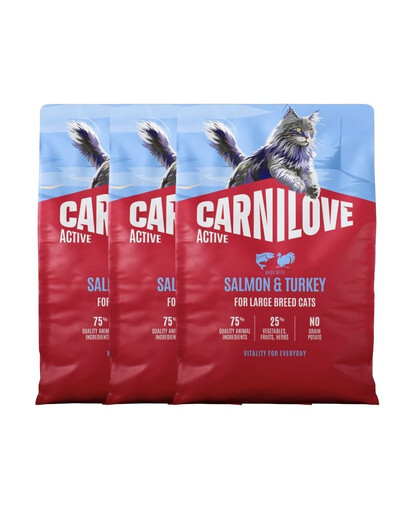 CARNILOVE Active Cat Salmon and Turkey Adult Large 3x2 kg losos a morčacie, pre mačky veľkých plemien