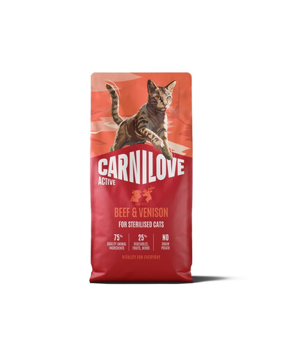 CARNILOVE Active Cat Beef and Venison Sterilised 6 kg hovädzie a jelenie, pre kastrované mačky