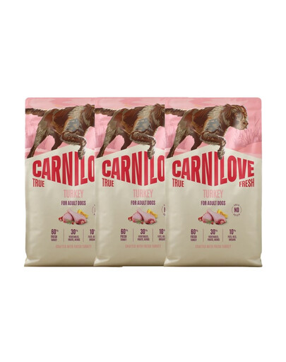 CARNILOVE True Fresh Dog Turkey Adult 3x4 kg krmivo s čerstvým moriakom pre dospelých psov