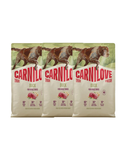 CARNILOVE True Fresh Dog Duck Adult 3x4 kg krmivo s čerstvou kačicou pre dospelých psov
