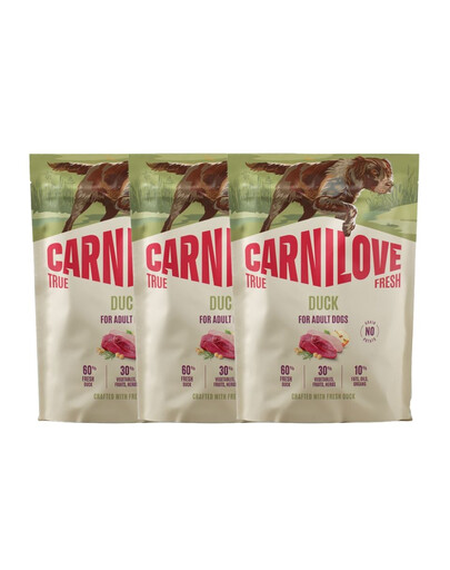 CARNILOVE True Fresh Dog Duck Adult Small Breeds 3x1,5 kg krmivo s čerstvou kačicou pre dospelých psov malých plemien