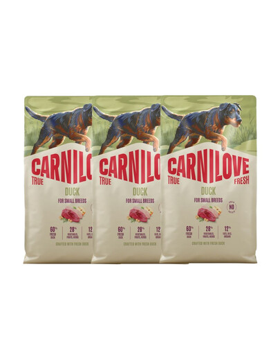 CARNILOVE True Fresh Dog Duck Adult Small Breeds 3x4 kg krmivo s čerstvou kačicou pre dospelých psov malých plemien