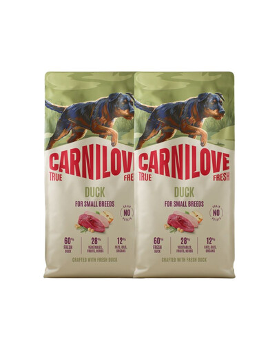 CARNILOVE True Fresh Dog Duck Adult Small Breeds 2X12 kg krmivo s čerstvou kačicou pre dospelých psov malých plemien