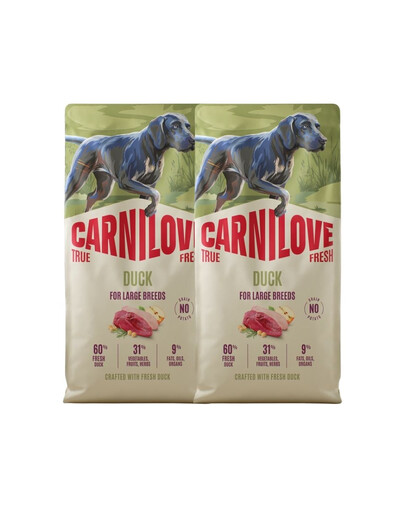 CARNILOVE True Fresh Dog Duck Adult Large Breeds 2X12 kg krmivo s čerstvou kačicou pre dospelých psov veľkých plemien