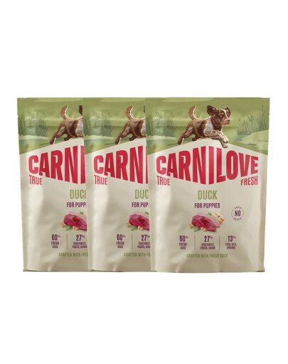 CARNILOVE True Fresh Dog Duck Puppies 3x1,5 kg krmivo s čerstvou kačicou pre šteniatka