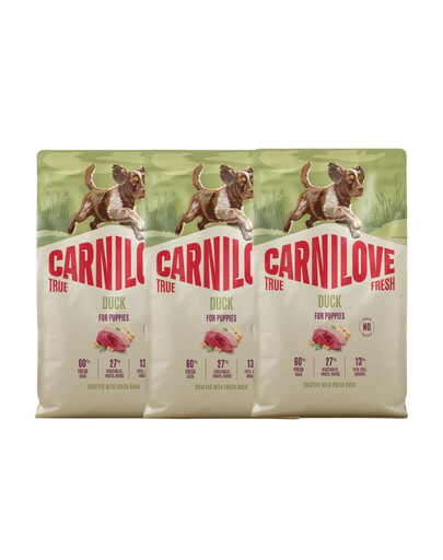 CARNILOVE True Fresh Dog Duck Puppies 3x4 kg krmivo s čerstvou kačicou pre šteniatka