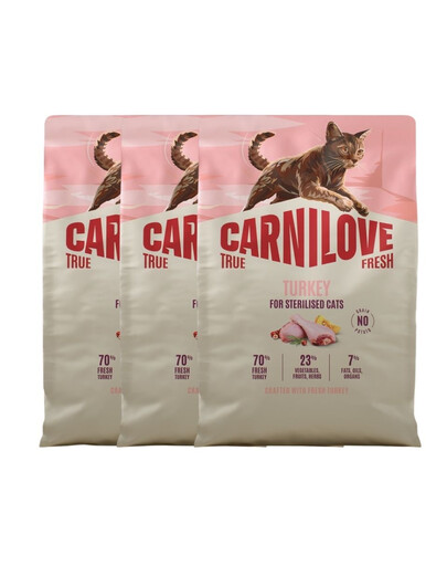 CARNILOVE True Fresh Cat Turkey Sterilised 3x2 kg morčacie, pre mačky po sterilizácii