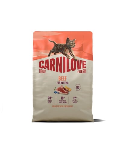 CARNILOVE True Fresh Cat Beef Kittens 2 kg hovädzina, pre mačiatka všetkých plemien