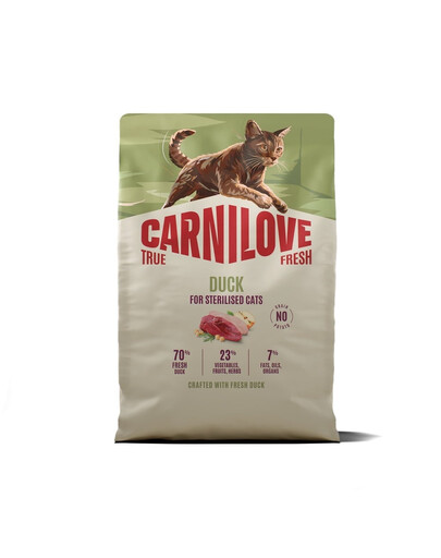 CARNILOVE True Fresh Cat Duck Sterilised 2 kg kačica, pre mačky po sterilizácii