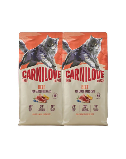 CARNILOVE True Fresh Cat Beef Adult Large 2x6 kg hovädzie, pre mačky veľkých plemien