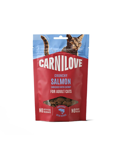 CARNILOVE Crunchy Snack Cat Salmon 50 g s lososom a mätou, chrumkavá maškrta pre mačky