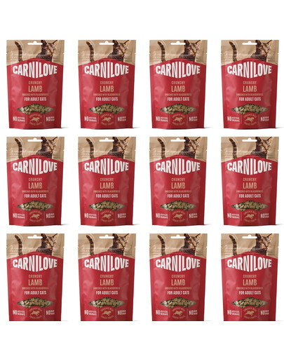 CARNILOVE Crunchy Snack Cat Lamb 12x50 g s jahňacím mäsom a černicami, chrumkavá maškrta pre mačky