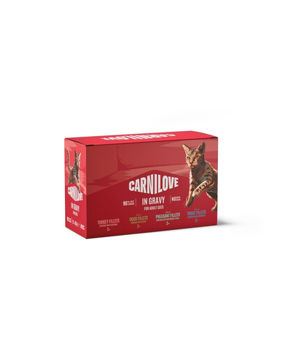 CARNILOVE Cat Pouch Gravy Multipack 12x85 g súprava filetov v omáčke pre dospelé mačky