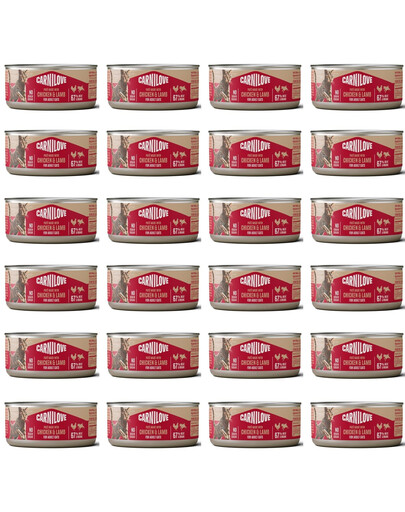 CARNILOVE Cat Can Paté Chicken and Lamb 24x100 g s kuracím a jahňacím mäsom, paštéta pre mačky