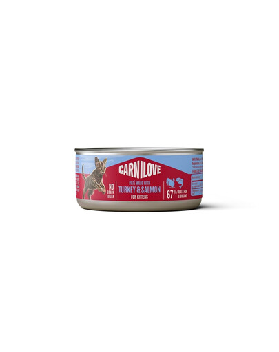 CARNILOVE Cat Can Paté Turkey and Salmon for Kittens 100 g s morčacím mäsom a lososom, paštéta pre mačiatka