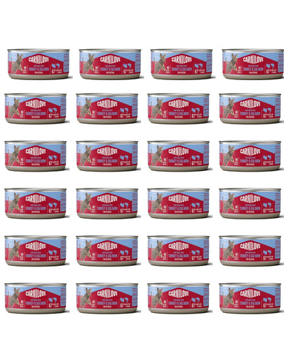 CARNILOVE Cat Can Paté Turkey and Salmon for Kittens 24x100 g s morčacím mäsom a lososom, paštéta pre mačiatka