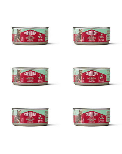 CARNILOVE Cat Can Paté Chicken, Duck and Pheasant 6x100 g s kuracím, kačacím a bažantom, paštéta pre mačky