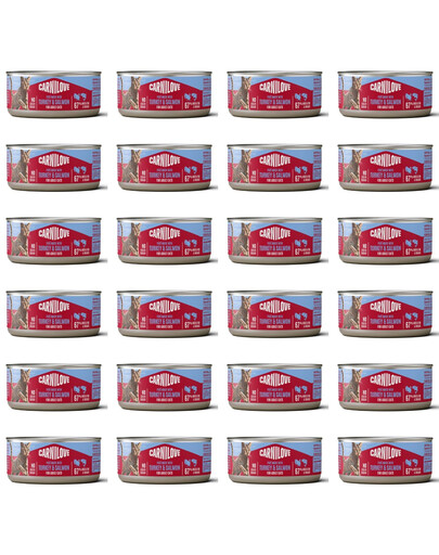 CARNILOVE Cat Can Paté Turkey and Salmon 24x100 g s morčacím mäsom a lososom, paštéta pre mačky