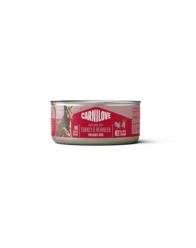 CARNILOVE Cat Can Paté Turkey and Reindeer 100 g s morčacím a sobím mäsom, paštéta pre mačky