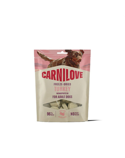 CARNILOVE Dog Freeze Dried Turkey 60g lyofilizované maškrty s morčacím mäsom pre psov