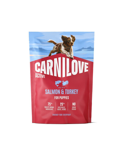 CARNILOVE Active Dog Salmon & Turkey Puppies 1,5 kg losos a morčacie, pre dorastajúce šteniatka