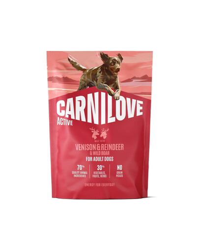 CARNILOVE Active Dog Venision and Reindeer Adult 1,5 kg jelenina, sob a diviak, pre dospelých psov