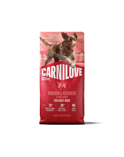 CARNILOVE Active Dog Venision and Reindeer Adult 12 kg jelenina, sob a diviak, pre dospelých psov