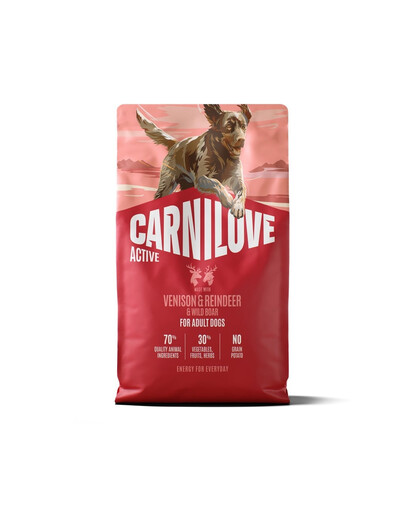 CARNILOVE Active Dog Venision and Reindeer Adult 4 kg divia, sob a diviak, pre dospelých psov