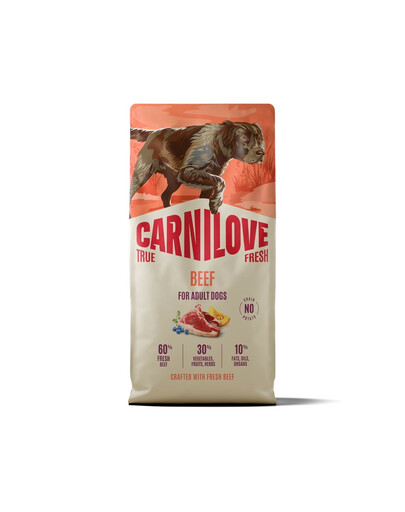 CARNILOVE True Fresh Dog Beef Adult 12 kg krmivo s čerstvým hovädzím mäsom pre dospelých psov
