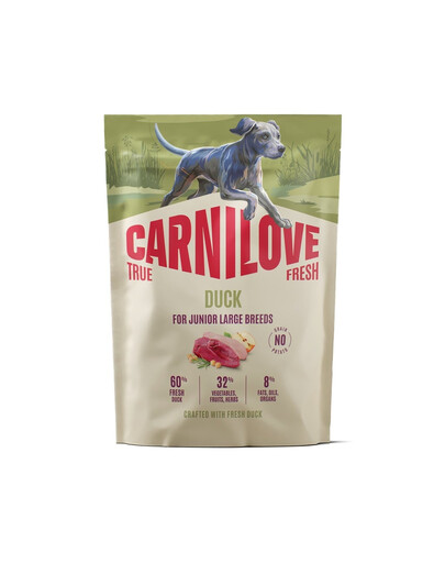 CARNILOVE True Fresh Dog Duck Junior Large 1,5 kg krmivo s čerstvou kačicou pre juniorov veľkých plemien
