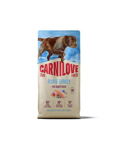 CARNILOVE True Fresh Dog Fish and Turkey Adult 12 kg krmivo čerstvá ryba a moriak pre dospelých psov