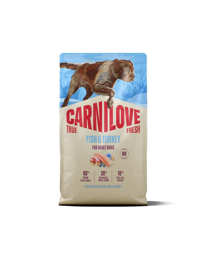 CARNILOVE True Fresh Dog Fish and Turkey Adult 4 kg krmivo čerstvá ryba a moriak pre dospelých psov