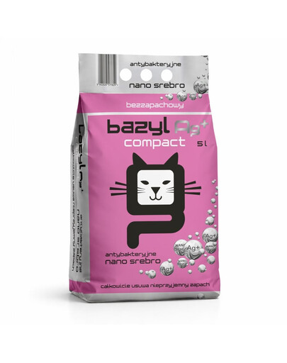 BAZYL Ag+ Compact 5 L bentonitová podstielka s nano striebrom bez zápachu pre mačky