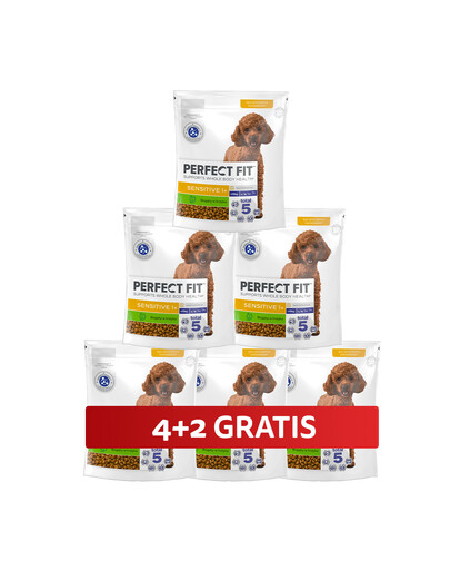 PERFECT FIT Sensitive 1+ kompletné krmivo pre dospelých psov malých plemien, bohaté na morčacie mäso 6 x 825 g 4+2 ZADARMO