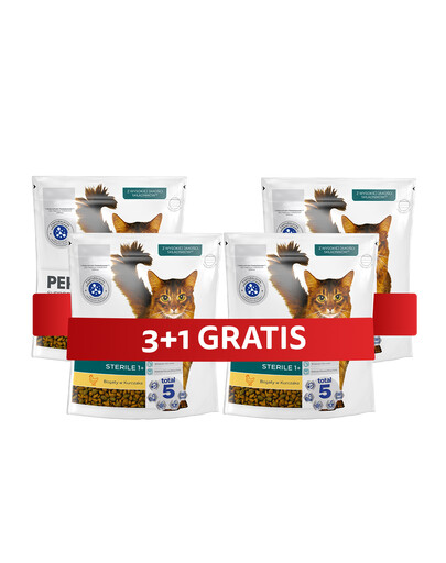 PERFECT FIT Sterile 1+ 4 x 750 g kompletné krmivo pre dospelé mačky bohaté na kuracie mäso 3+1 ZADARMO