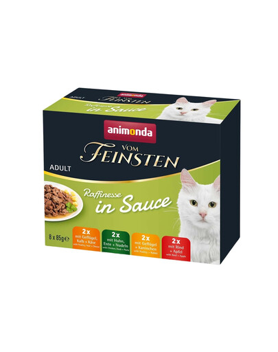 ANIMONDA Vom Feinsten Raffinesse in Sauce 8x86 g g súprava 4 príchutí v omáčke pre mačky