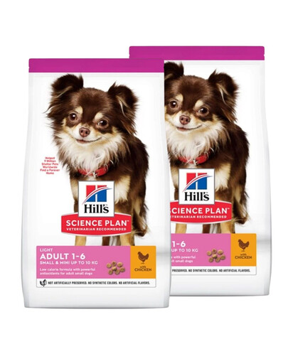 HILL'S Science Plan Adult Light Small Mini Chicken 2x6 kg kuracie, pre dospelé psy malých a miniatúrnych plemien
