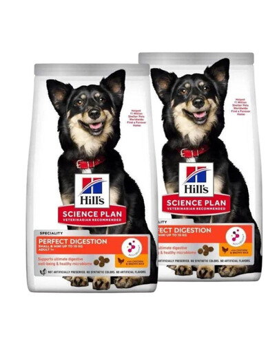 HILL'S Science Plan Adult Small Mini Perfect Digestion Chicken 2x6 kg Kuracie mäso, krmivo pre malé a miniatúrne plemená psov podporujúce zdravé trávenie