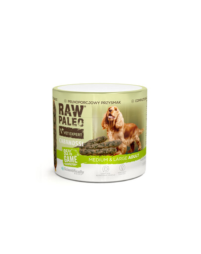 RAW PALEO Cabanossi Game Medium Large 100g divia, polomokré krmivo vo forme klobás pre psov