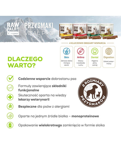 RAW PALEO Vital Pro Arthro Beef Mini 100g monoproteinowy funkcjonalny przysmak na stawy dla psów