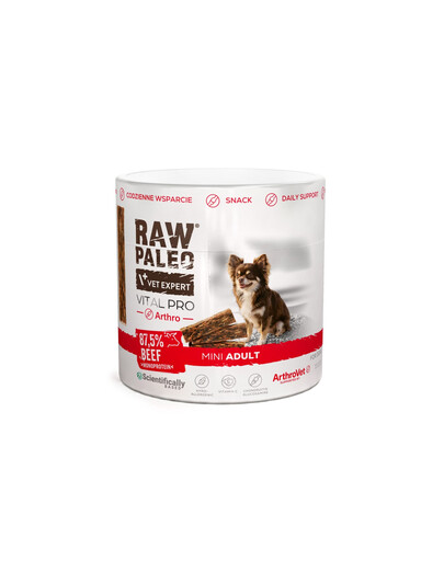 RAW PALEO Vital Pro Arthro Beef Mini 100g monoproteinový funkčný pamlsek na kĺby pre psov