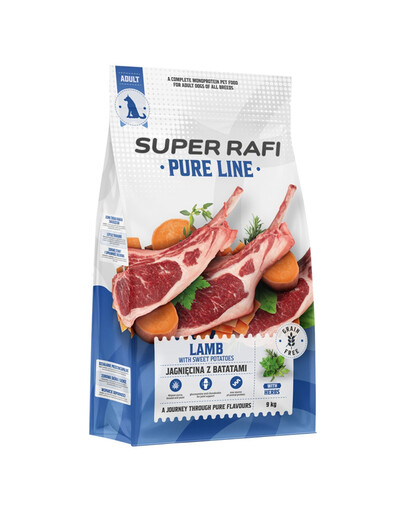 SUPER RAFI Pure Line Jahňacina s batatmi 9 kg krmivo pre psov