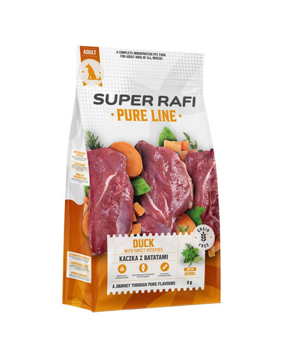 SUPER RAFI Pure Line Kačica s batátmi 9 kg krmivo pre psov