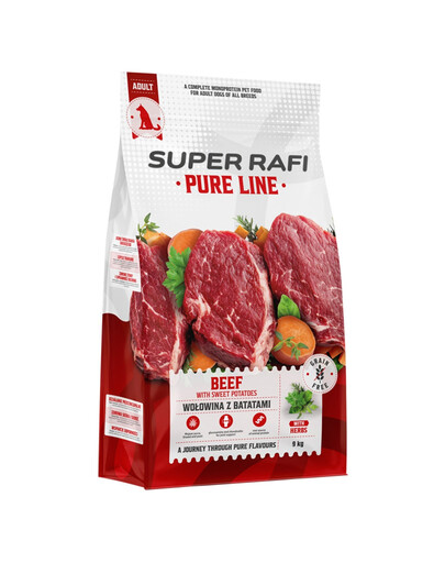 SUPER RAFI Pure Line Hovädzie mäso s batátmi 9 kg krmivo pre psov