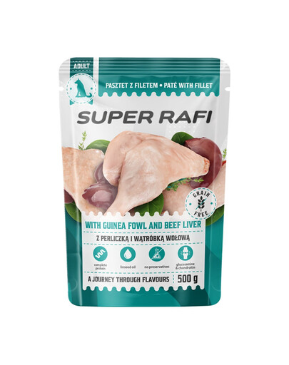 SUPER RAFI s perličkou a hovädzou pečeňou 500 g krmivo pre psov