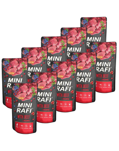 RAFI Mini s hovädzím 10x150 g krmivo pre psov malých plemien