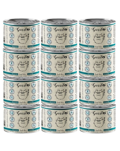 GUSSTO Fresh Deer 12x200 g čerstvý jeleň, monoproteínové krmivo pre mačky