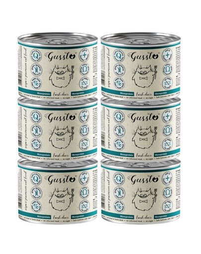 GUSSTO Fresh Deer 6x200 g čerstvý jeleň, monoproteínové krmivo pre mačky