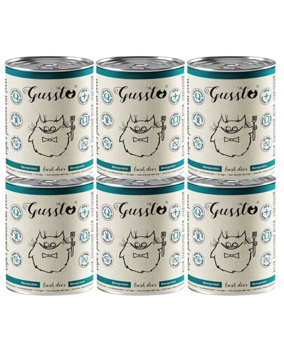 GUSSTO Fresh Deer 6x400 g čerstvý jeleň, monoproteínové krmivo pre mačky