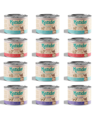 KATIDO Adult Cat Superpremium Mix príchutí 12 x 200g krmivo pre mačky